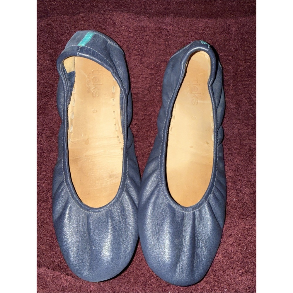TIEKS BY GAVRIELI LEATHER BALLET FLATS CALIFORNIA NAVY BLUE SHOES WOMENS SIZE 8